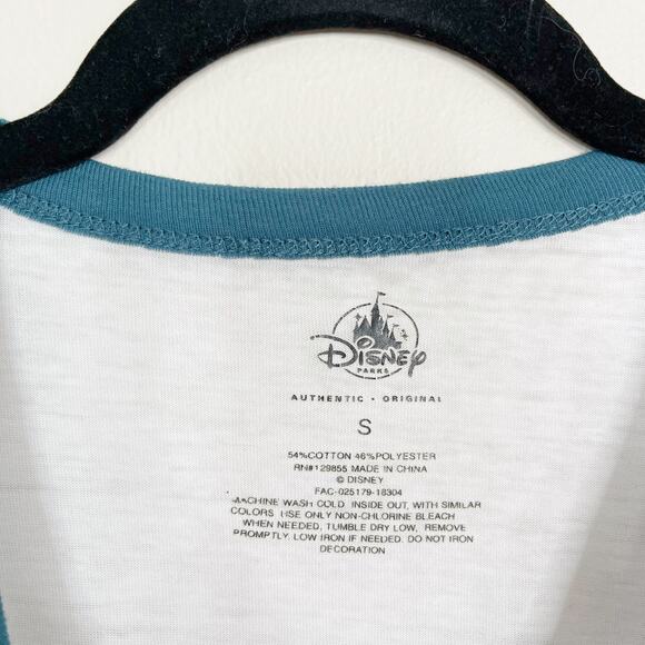 Disney Parks Mickey Ballon Makers Tee White Blue Teal Womens Small Short Sleeve - Picture 8 of 8